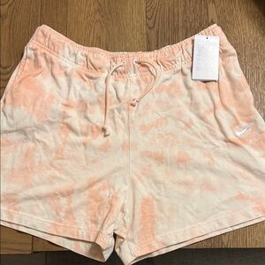 Nike Women's Athletic loose fit Mid Rise Shorts - Peach and Cream
